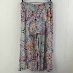 Derek Heart Plus 3X Wide Leg Palazzo Harem Pants Hippie Boho Sunburst Smocked